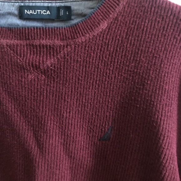 Nautica Burgundy Cotton Blend Preppy Crew Neck Sweater Large - Picture 8 of 9